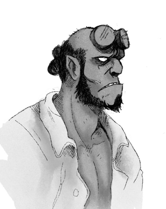 Fanart of Hellboy created by Mike Mignola